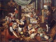 Marten van Cleve cake scene oil painting